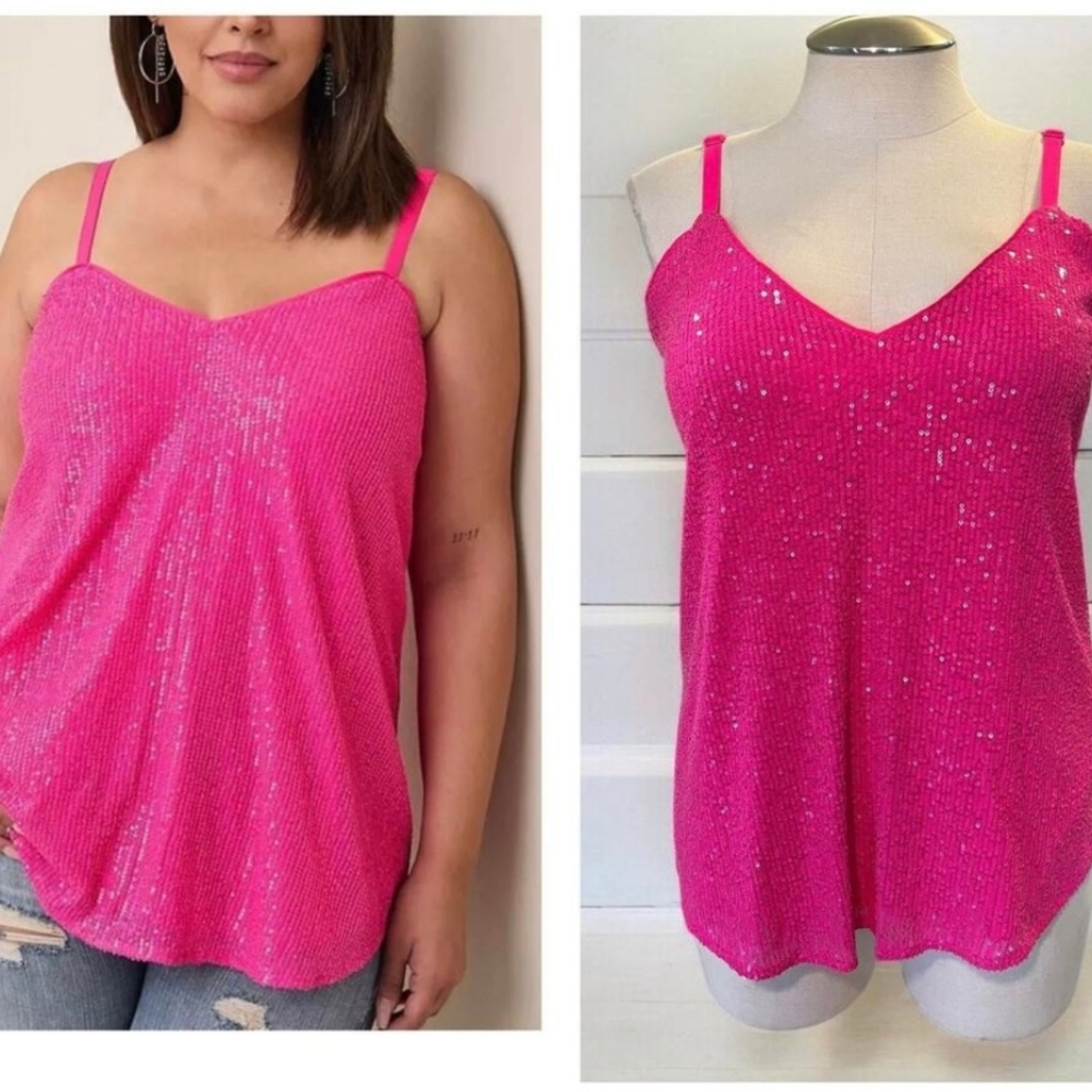 Barbie Pink Sequin Tank Top